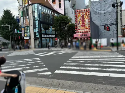 パーティーパーティーへの道順 3／8：正面の横断歩道を渡って路地に入ります。