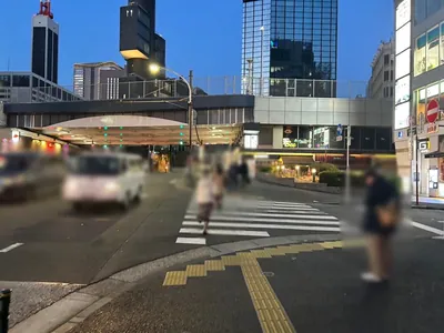 レリアへの道順 3／11：一つ目の横断歩道を渡って直進します。