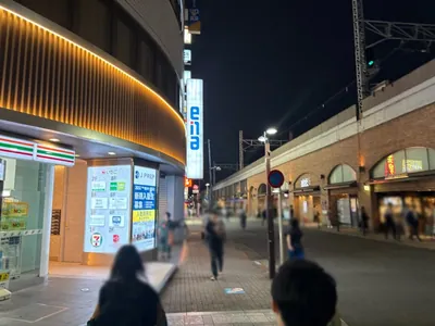 吉祥寺　スペーシアへの道順 4／9：横断歩道を渡ったら線路側を右手にして直進します。