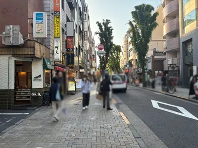 庭園への道順 7／12：左手一つ目の路地を越えて直進をします。