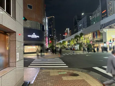 花友禅 （ハナユウゼン）への道順 7／10：「難波橋」の交差点を横断歩道を渡り直進します。