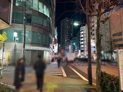 ハマーへの道順 3／5：一つ目の横断歩道を渡って直進を続けます。