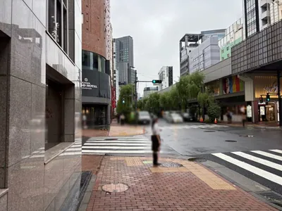 アベニューへの道順 6／9：「難波橋」を左折し「並木通り」へ入ります。