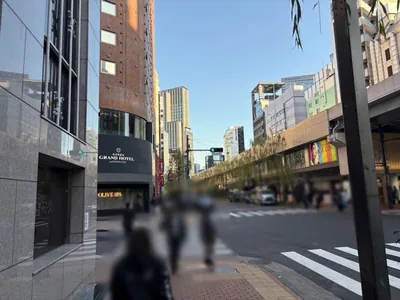 粋sui. （スイ）への道順 7／11：「難波橋」の交差点に出たら横断歩道を渡って左折します。