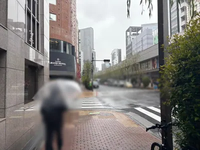 テアランデルへの道順 7／8：「難波橋」の交差点に出たら横断歩道を渡らずに左折します。