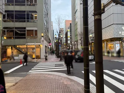 ストーリィへの道順 10／11：十字路に出たら横断歩道を渡らずに左折します。
