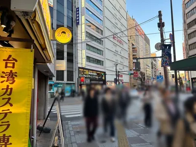 グランデへの道順 3／7：横断歩道を渡って直進します。