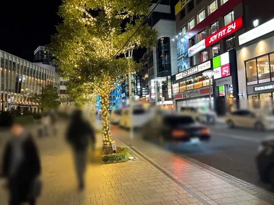 レンへの道順 2／7：駅を背にして直進します。
