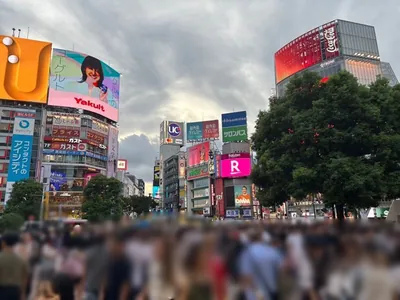 シーサイドへの道順 2／9：駅を背中にしてスクランブル交差点を斜向かいに渡ります。