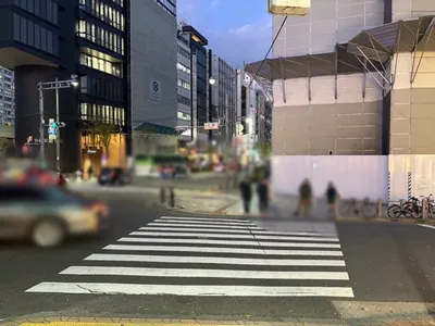 サロンへの道順 4／11：ガードをくぐったら横断歩道を渡ります。