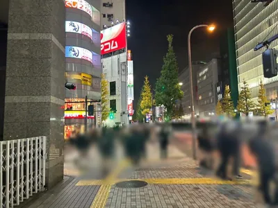 ピークへの道順 8／13：「新宿区役所前」の交差点に出たら左折します。