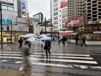 イチへの道順 2／12：駅を背にして目の前の横断歩道を渡ります。
