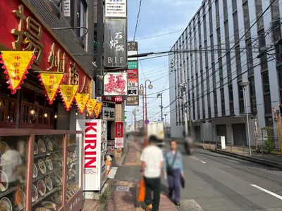 スカイキャッスルへの道順 6／12：左手三つ目の路地を左折します。