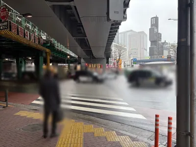 リカリカへの道順 3／9：横断歩道を渡り直進します。