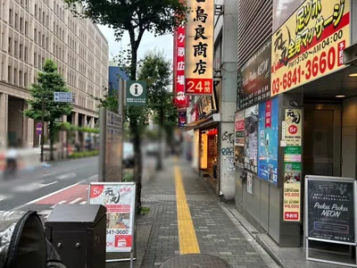 蘭〇（ランマル）への道順 9／16：横断歩道を渡ったら左折します。
