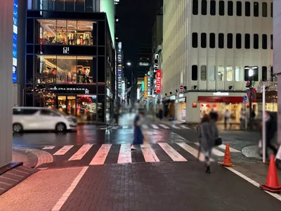 心湖 （ココ）への道順 10／11：一つ目の十字路を越えて直進します。