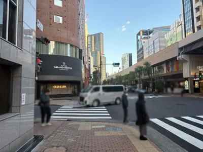 ゆり歌語 （ユリカゴ）への道順 7／9：「難波橋」の交差点を横断歩道を渡り、左折します。