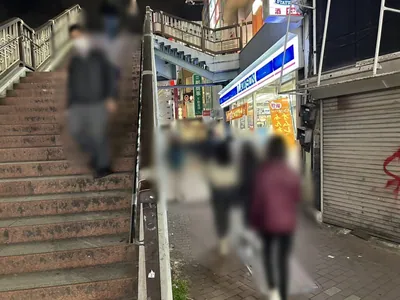 メゾンへの道順 5／9：下りきったら歩道橋を左手に歩きます。