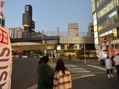 キリンへの道順 3／9：一つ目の横断歩道を渡り直進します。
