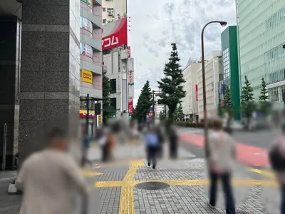 ルーナへの道順 8／14：「新宿区役所」の交差点に出たら横断歩道を渡って左折します。