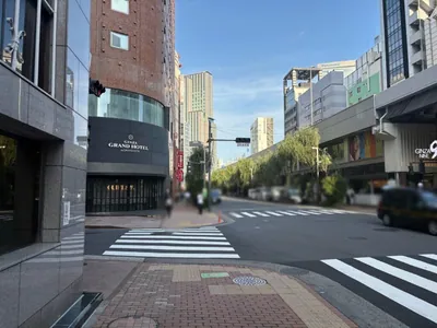 モノリスへの道順 7／10：「難波橋」の交差点も越えて直進をします。