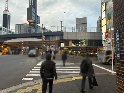 花ぐるま（ハナグルマ）への道順 3／10：一つ目の横断歩道を渡って直進します。