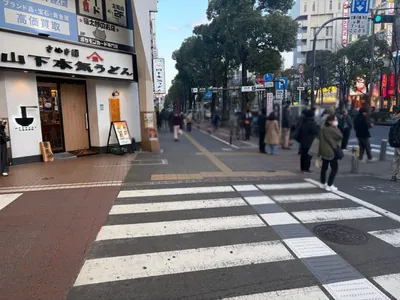 ジェム （GEMME 川崎）への道順 6／8：一つ目の横断歩道を渡って直進します。