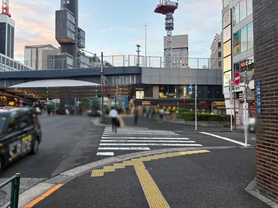 ピースへの道順 3／9：一つ目の横断歩道を渡って直進します。