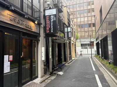バッドガールズ（Campus Cafe BADD GIRLS 銀座店）への道順 10／10：少し進むと左手に銀座バッドガールズの入る「数寄屋ビル」があります。