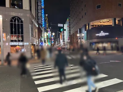 メゾンドエムへの道順 6／10：直進すると「難波橋」という十字路に出るので左折します。